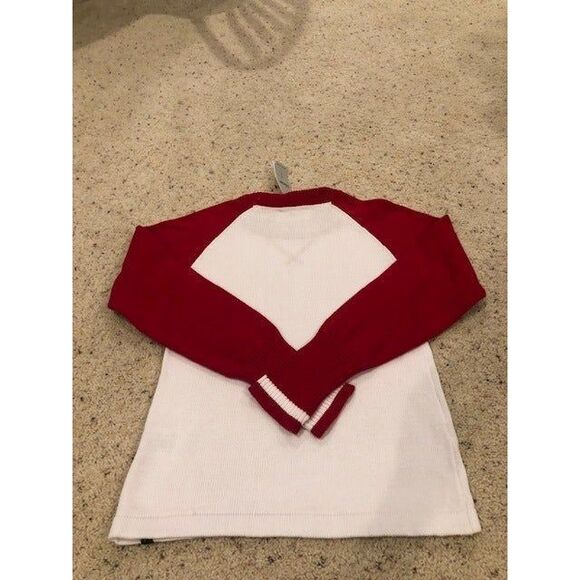 NWT Renu Red and White Varsity Style Sweater Juniors Medium - Picture 2 of 6